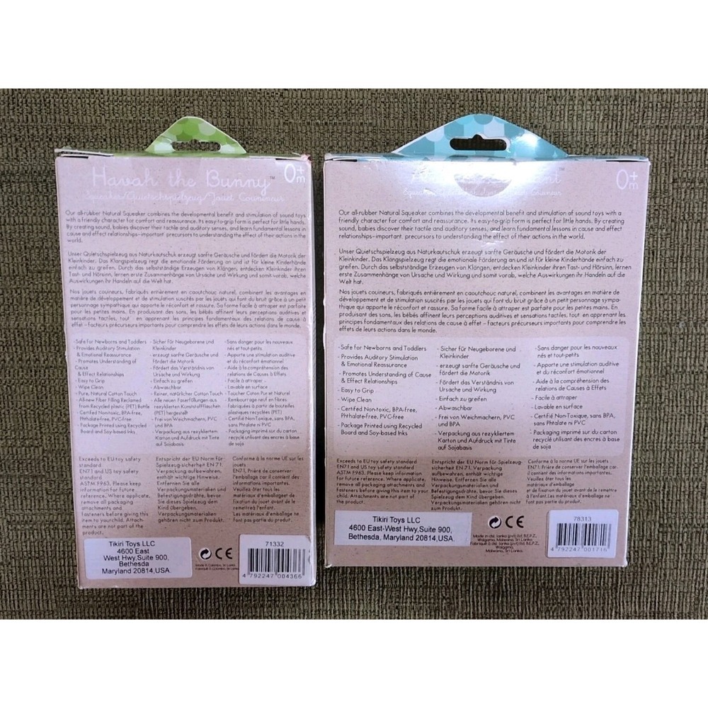 Lot of 2 Meiya & Alvin In Box Natural Rubber Squeaker The Elephant + Havah Bunny - Picture 5 of 14